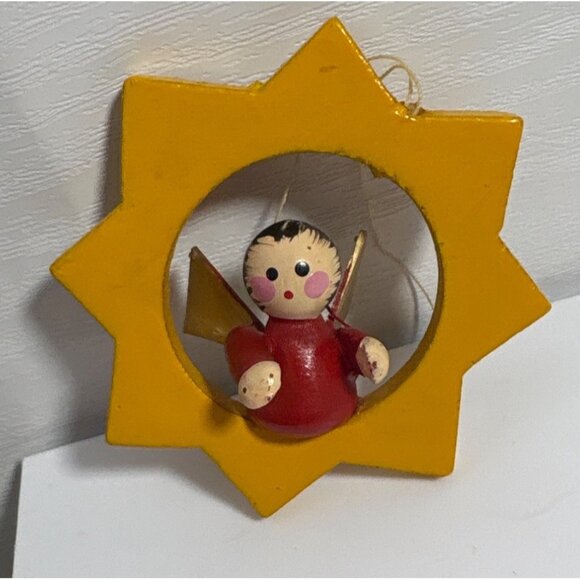 Handcrafted Wooden Christmas Ornaments Set Of 5 Skaters Nativity Bell - Picture 4 of 11